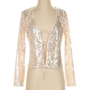 Gianni Bini Sequin Long Sleeve Cardigan S